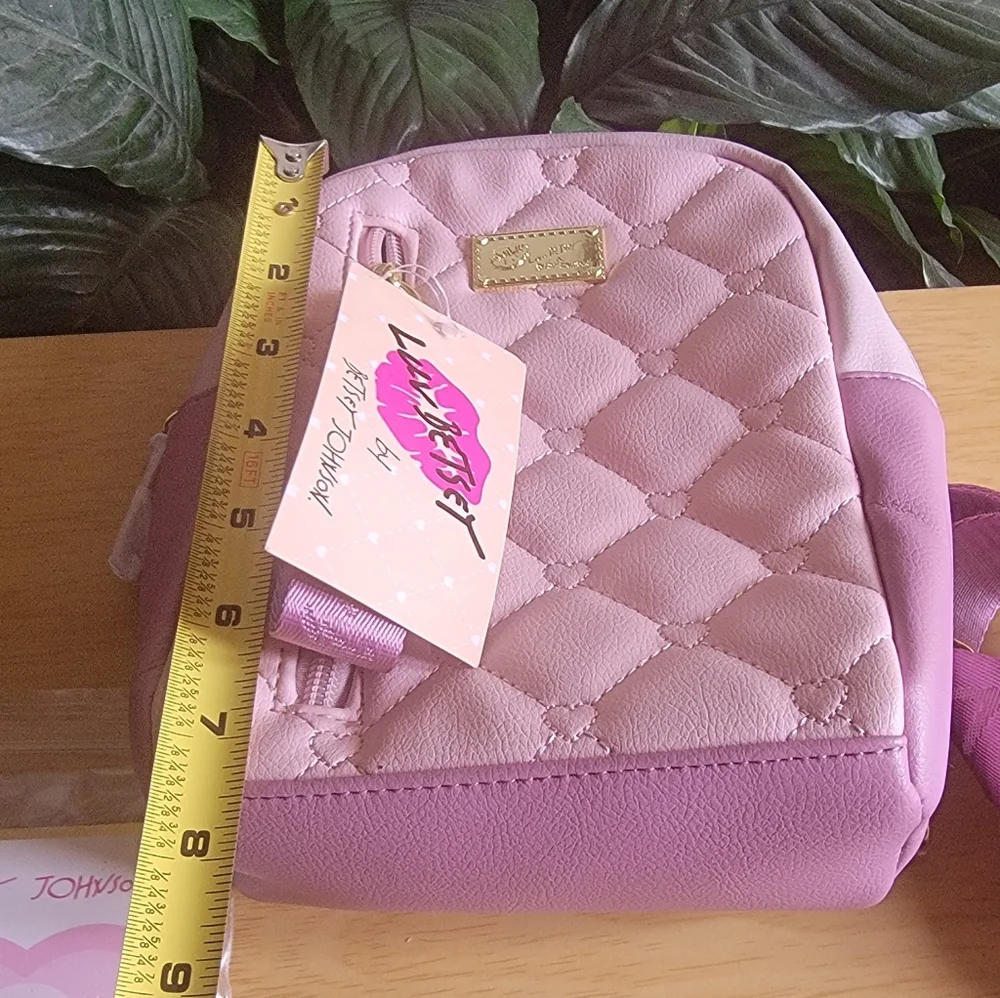 LUV BETSEY JOHNSON Pink Quilted Backpack & Key Earrings